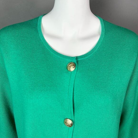 J. Crew sweater cardigan medium kelly green gold buttons academia old money wool - Picture 9 of 11
